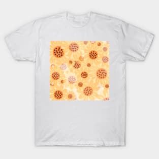 Orange Warm Sunflower Pattern T-Shirt
